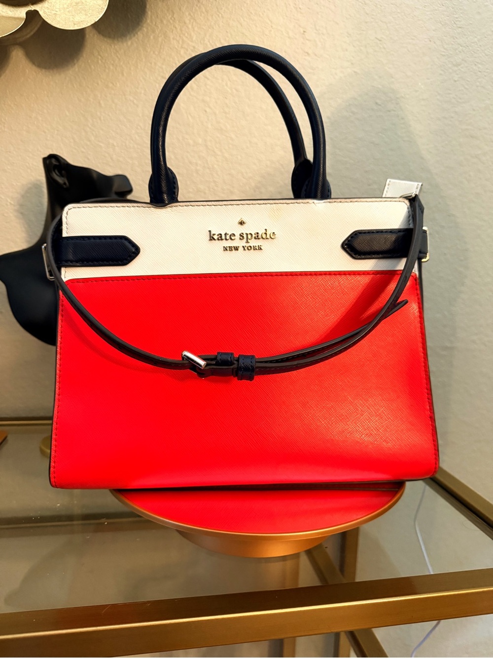 kate spade Two-Tone Red, White & Black Leather Satchel